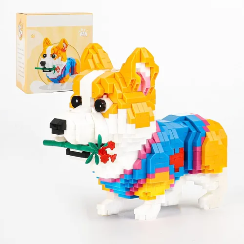Vista 13 de Lindo kit de bloques de construcción micro mini de animales, ladrillos mini azules de gato para juguetes de construcción para adultos, niños