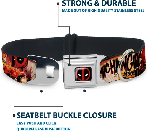 Vista 4 de Collar de perro hebilla de cinturón de seguridad Deadpool Kills Deadpool 2 cubierta Dynamite Chimichanga 9 a 15 pulgadas 1.0 pulgadas de ancho