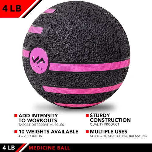 Vista 3 de JFIT Dual Texture Medicine Ball – Weighted Exercise Ball for Strength, Core & Functional Fitness Training