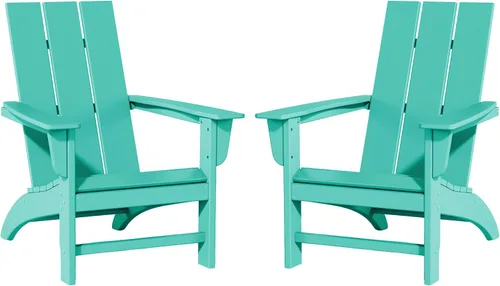 Vista 6 de Silla Adirondack de Madera Sintética Adiromoti, Sillas de Patio Resistente a Todo Clima, Aspecto de Madera, Silla Pre-Ensamblada para Fuego al Aire