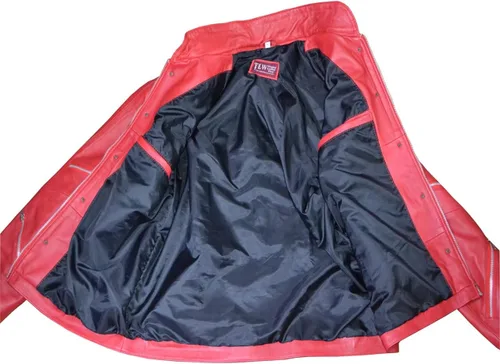 Vista 5 de (Calidad Premium) MJ Beat it Chaqueta de cuero Michael - ROJO - 100% cuero real