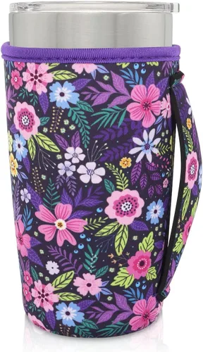 Vista 15 de Fundas Aislantes de Neopreno Portavasos con Asa para Vasos Tumbler de 20oz, Funda Reutilizable para Café Helado Para Tazas de Café de 30oz - 32oz
