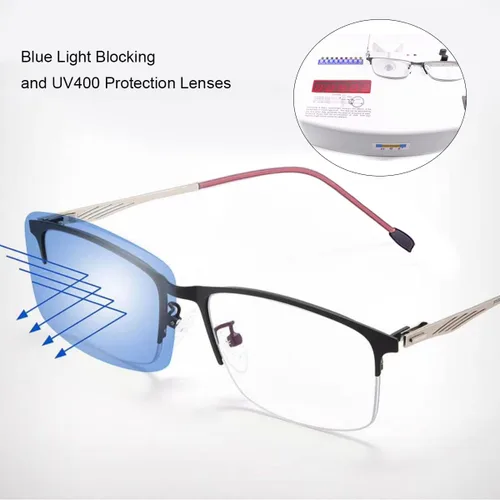 Vista 6 de Transición Fotocrómica Multifocus Bisagra de resorte Gafas de lectura progresiva Gafas de sol anti luz azul Lectores UV
