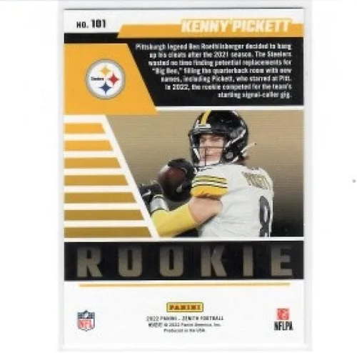 Vista 2 de Football Trading Card NFL 2022 Panini Zenith Red Zone #101 Kenny Pickett NM Near Mint RC Rookie Steelers