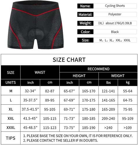 Vista 7 de Lixada 5D - Pantalones cortos de ciclismo para hombre acolchados transpirables de secado rápido