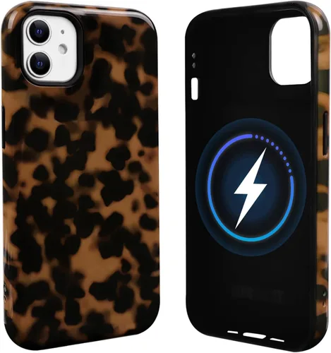 Vista 50 de NITITOP Funda magnética compatible con iPhone 11, compatible con MagSafe lindo diseño estético de leopardo ámbar tortuga para mujeres, hombres