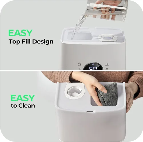 Vista 7 de Homvana Humidificadores para dormitorio, habitación grande, 6.5 L de llenado superior, cálido y fresco, humidificador ultrasónico de niebla
