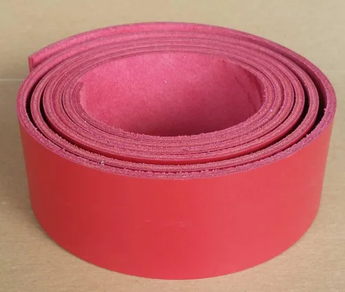 Vista 3 de 2 inch rojo tira de piel 8 – 9 onzas (3.2 – 3.6 MM) – Latigo tiras de piel hasta 96 inch de largo fabricado en Estados Unidos por pitka piel