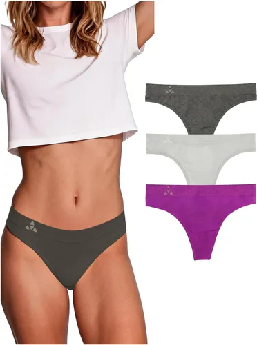 Vista 29 de Balanced Tech Ropa interior que absorbe la humedad para mujer, tangas de entrenamiento sin costuras, de secado rápido, tangas de viaje Paquete de 6