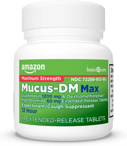 Vista 6 de Amazon Basic Care Mucus DM de máxima fuerza, expectorante y supresor de la tos, 14 tabletas