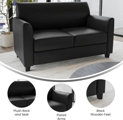 Vista 4 de Flash Furniture - Sofá biplaza de LeatherSoft negro de la serie Hercules Diplomat