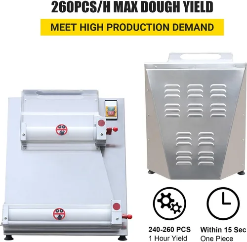 Vista 3 de Hoja de rodillo de masa de pizza, máximo 16 pulgadas, rodillo de masa comercial automático, 110 V, 370 W, rodillo eléctrico de masa de pizza