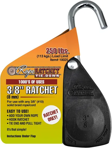 Vista 8 de Rope Ratchet Sistema de polea de bloque y aparejos de 3/8", Polipasto ajustable para equipo de elevación, Plataforma de utilidad al aire libre