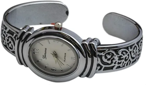 Vista 2 de Ginebra W9132 - Reloj de pulsera con bisagras para mujer, diseño oxidado, esfera blanca, Blanco, Moderno