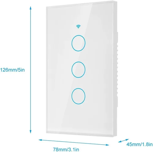 Vista 4 de Interruptor de pantalla táctil WiFi para el hogar Control en tiempo real Interruptor de CA de 3 vías Panel de hogar inteligente Compatible
