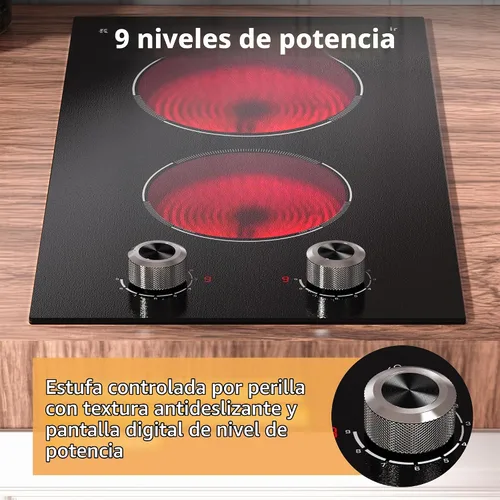 Vista 4 de Placa de cocina eléctrica de 2 quemadores, enchufe de estufa eléctrica de 110 V, placa de cocina eléctrica de 2000 W con controles de perilla