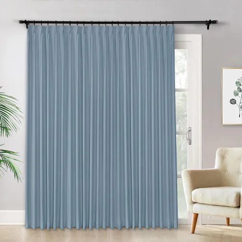 Vista 22 de Macochico Cortinas opacas de lino plisadas para oscurecer la habitación, panel con aislamiento térmico para dormitorio, sala de estar, sala