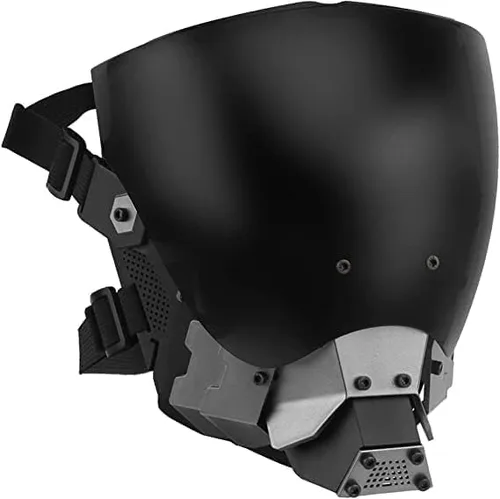 Vista 2 de Juego de máscara de casco punk de mitad/máscara de cara completa/máscara tecnológica/máscara mecánica/máscara de Airsoft, máscaras de cuernos