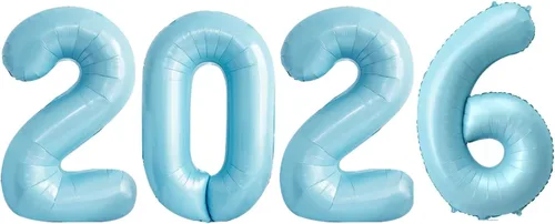Vista 44 de GOER Globos de papel de aluminio 2026 para fiesta de Año Nuevo, suministros de fiesta, decoraciones de graduación (negro, 16 pulgadas)