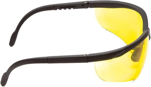 Vista 4 de Calabria ANSI Z87+S - Gafas de seguridad tintadas amarillas para hombres y mujeres, envolventes, antivaho, resistentes a los arañazos, protección