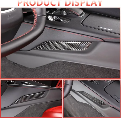 Vista 3 de Adhesivo lateral para panel de palanca de cambios de control compatible con Corvette C8 Stingray 2020-2023, fibra de carbono suave, 1 pieza C8