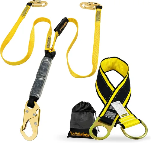 Vista 8 de KwikSafety – Familia rattler, incluye 2 paquetes, 4 paquetes, combo, kit Cordón de seguridad de una sola pierna con amortiguador interno, anclaje