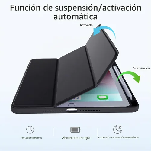Vista 3 de Wenlaty Funda compatible con iPad de 9ª, 8ª, 7ª generación (2021/2020/2019), funda protectora de cuerpo completo con soporte para lápices, funda