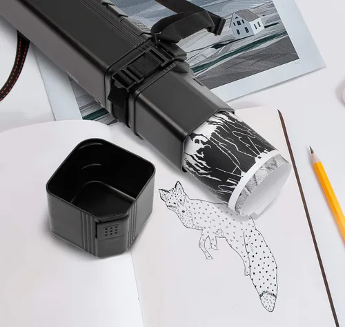Vista 4 de VViViD Tubo telescópico de plástico negro para dibujo y cartera (25-41")