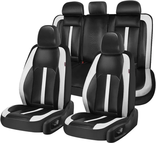 Vista 8 de Coverado Fundas universales de cuero para asientos delanteros, paquete de 2 fundas de asiento para SUV, camioneta, sedán, interior de vehículos
