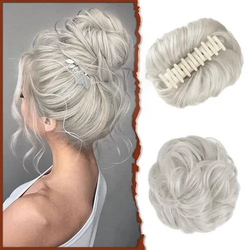 Vista 17 de SOFEIYAN Pinza de Gancho Extension de Cabello con Forma de Moño Desordenado, Cabello Ondulado y Rizado, Pinza de Gancho, Chignon, Cola de Caballo