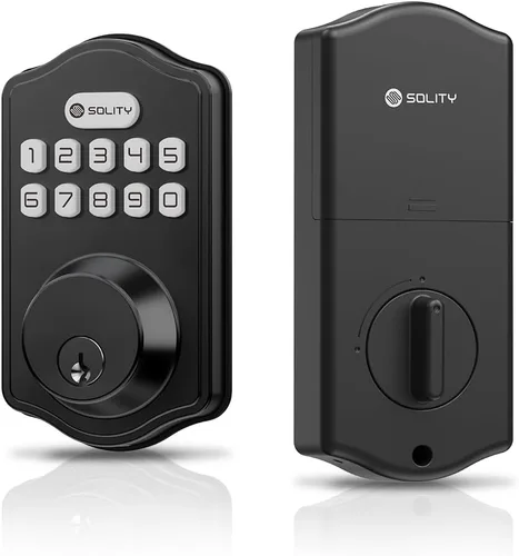 Vista 2 de Solity Cerradura de Perno Digital Inteligente, Entrada sin Llave, Bloqueo Automático, 100 Códigos Personalizados, Fácil Instalación, Teclado