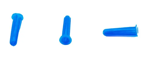 Vista 4 de CONFAST® #6-8 Kit de anclaje de pared de yeso azul cónico de plástico Bantam PAK68, incluye (100) anclas, (100) tornillos y (1) broca (201 piezas)