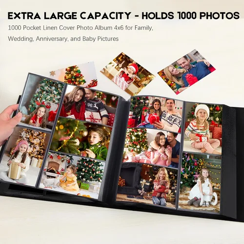 Vista 3 de Aevdor - Álbum de fotos de 4 x 6 pulgadas (10 x 15 cm) con 700 bolsillos, cubierta de cuero, capacidad extragrande para álbumes de fotos familiares