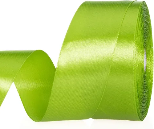 Vista 25 de YASEO - Cinta de satén sólido verde manzana de 1 pulgada para envolver regalos, 50 yardas Soft, Satiny, Colorfast, Polyester Fabric, Ease of Use