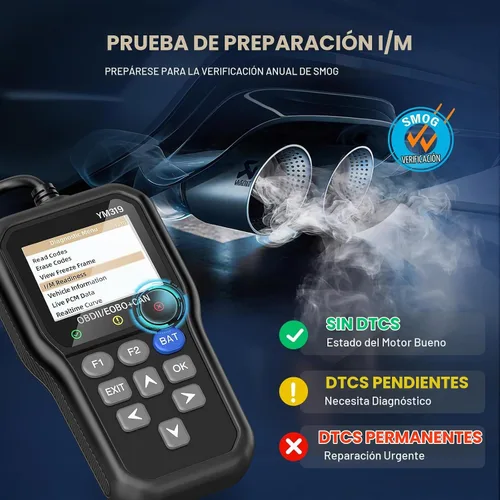 Vista 7 de BluSon YM319 - Escáner OBD2, herramienta de diagnóstico con probador de batería, lector de código de falla del motor con datos en vivo, impresión