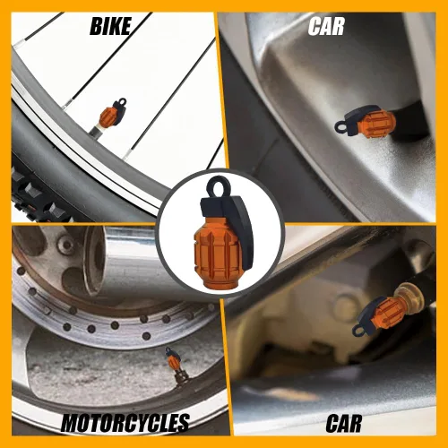 Vista 7 de 4 tapas de vástago de válvula de neumático de automóvil, tapas de vástago de válvula de aluminio, cubiertas universales para tapones de neumáticos
