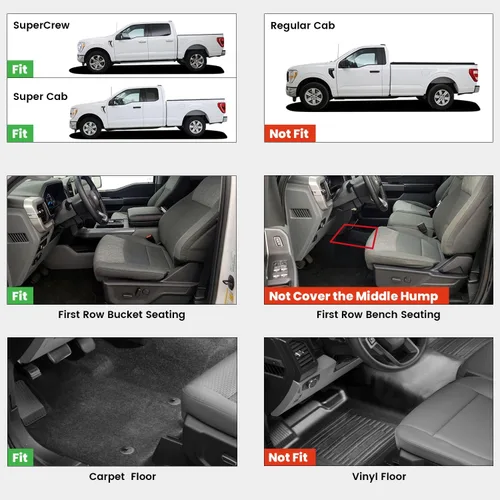 Vista 2 de LASFIT Alfombrillas delanteras para Ford F-150 2015-2026 F150 Lightning 2022-2025 SuperCrew & Super Cab Alfombra para todo tipo de clima, tapetes