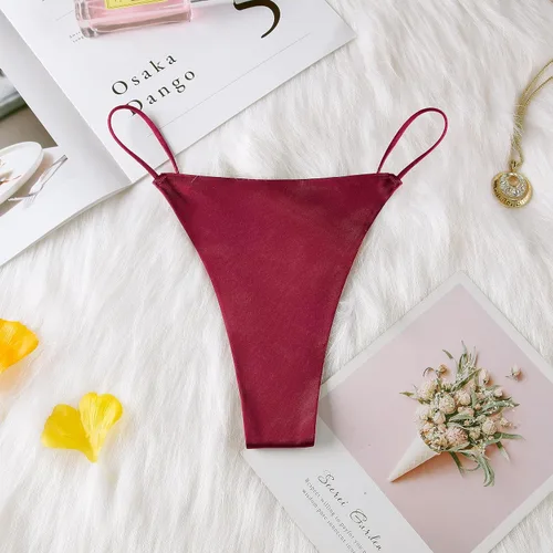 Vista 2 de KUAOPATA Tanga de tanga para mujer, bragas elásticas con espalda en T, tanga, tiro bajo, ropa interior hipster, sexy, S-XL