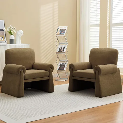 Vista 14 de Silla decorativa de gran tamaño, cómodas sillas de sala de estar, sofá individual con cojín grueso y reposabrazos, sillón tapizado para sala de Beige
