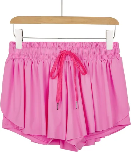 Vista 2 de Blaosn Pantalones cortos atléticos fluidos para mujer, gimnasio, yoga, entrenamiento, correr, pantalones cortos de tenis, falda falda linda, ropa