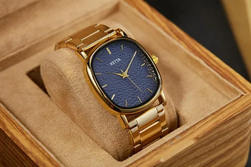 Vista 2 de GORBEN Unisex cuadrado redondo retro oro correa de acero inoxidable analógico cuarzo elegante relojes de pulsera