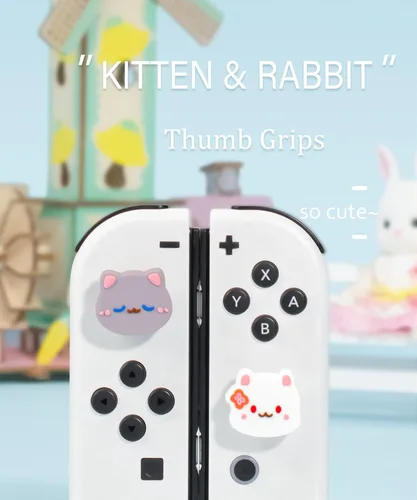 Vista 2 de PAWSWORLD Lindas tapas de agarre para el pulgar para Switch Joycon, tapas de agarre compatibles con Switch LiteSwitch OLED Joystick Grips Tapas