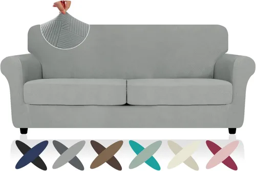 Vista 48 de ZNSAYOTX 2026 Funda de silla a rayas de 2 piezas (79 cm - 117 cm), funda de sillón elástica gruesa con banda elástica antideslizante y lazos