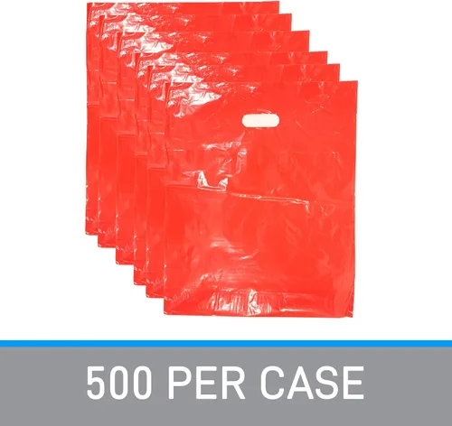 Vista 5 de Bolsas de mercancía rojas grandes de baja densidad - Caja de 500