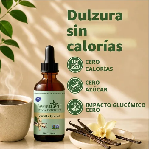 Vista 4 de Edulcorante líquido Sweet Drops de stevia, crema de vainilla, de la marca SweetLeaf