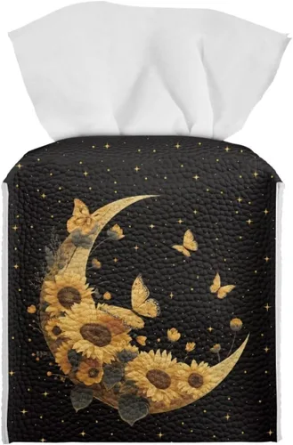 Vista 19 de 250th Anniversary Square Tissue Box Cover Pu Leather Tissue Holder Facial Paper Cover Waterproof Toilet Paper Holder for Bathroom Bedroom Modern
