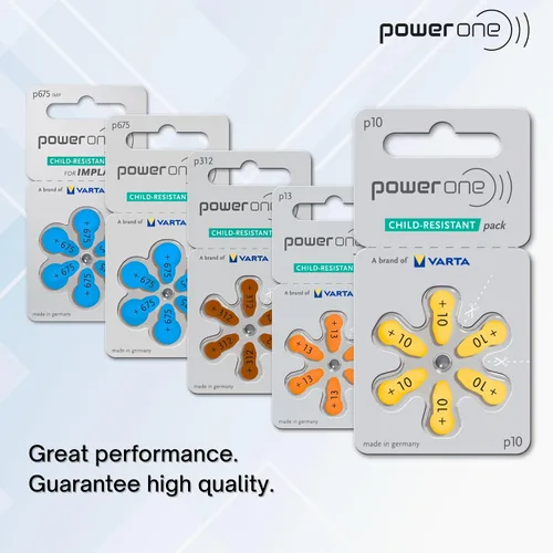 Vista 3 de PowerOne - Baterías para audífonos tamaño 10, baterías PR70 60