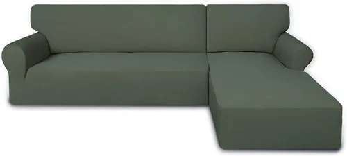 Vista 9 de PureFit - Fundas superelásticas para sofá modular en L, 2 fundas de elastano antideslizantes con borde elástico, ideal para niños y mascotas