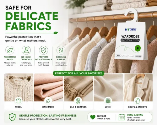 Vista 4 de Trampas para polillas de ropa, 6 unidades, plegables, control de complicaciones ecológico, tecnología de feromonas, bolas de naftalina de armario