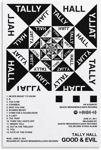 Vista 6 de Tally Hall - Póster en lienzo para portada de álbum Good & Evil para habitación, regalo estético, estilo marco, 12 x 18 pulgadas (11.8 x 17.7 in)